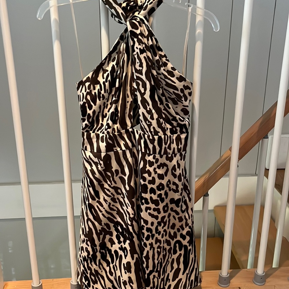 Banana Republic Adorable Slvless Animal Print Silk Dress Size 8